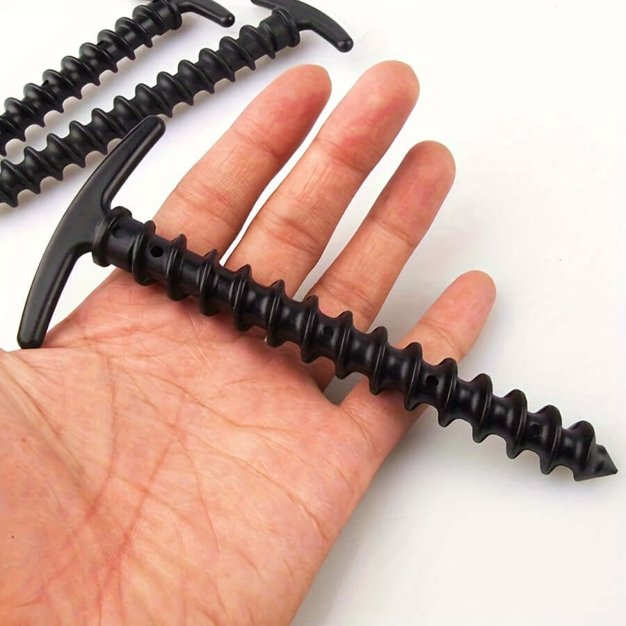 Tältpinnar 20-pack - 10 Spiralpinnar + 10 Tältklämmor | Vindtåliga