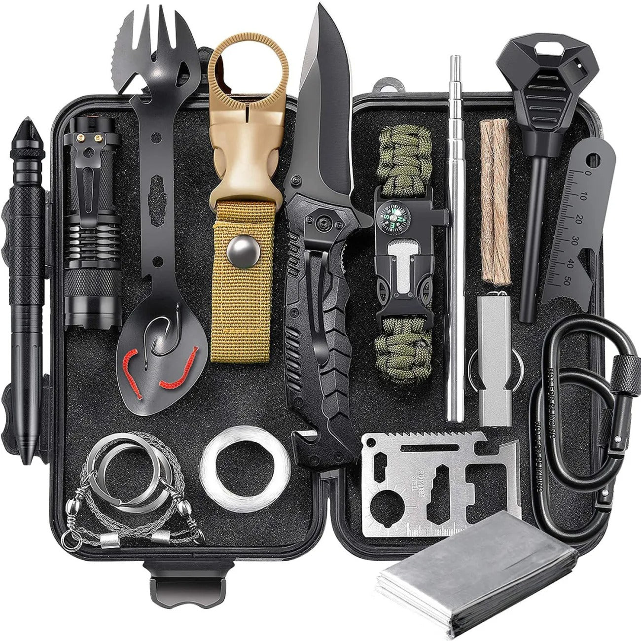 Outdoor Survival Kit Komplett - Vildmarks Överlevnadsutrustning