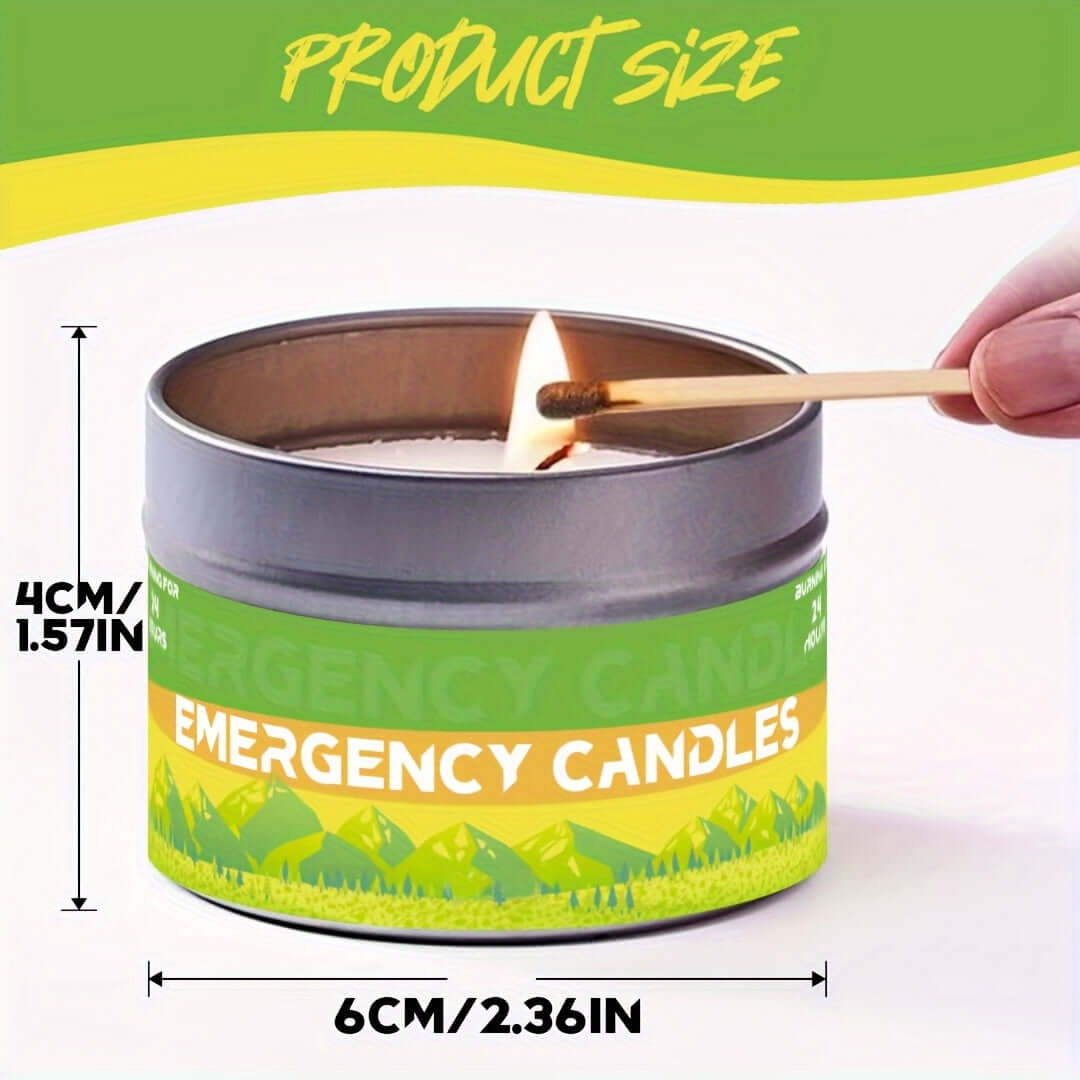Nödljus 10-pack 240 timmar med emergency candles, produktstorlek 6cm x 4cm.