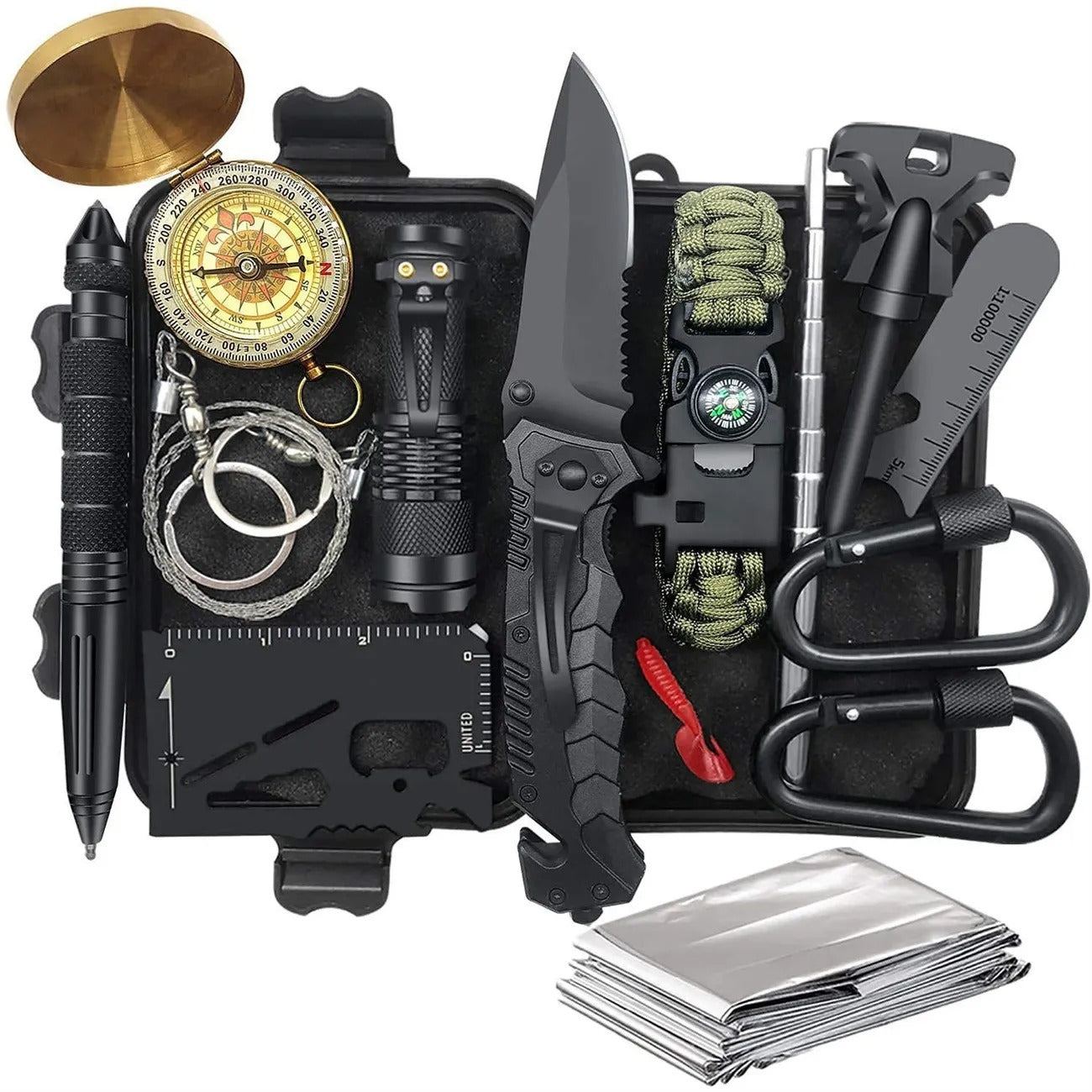Outdoor Survival Kit Komplett - Vildmarks Överlevnadsutrustning