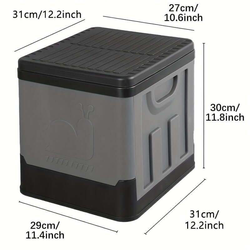 Hopfällbar campingtoalett med luktskydd, kompakt och lättanvänd, perfekt för camping och resor.