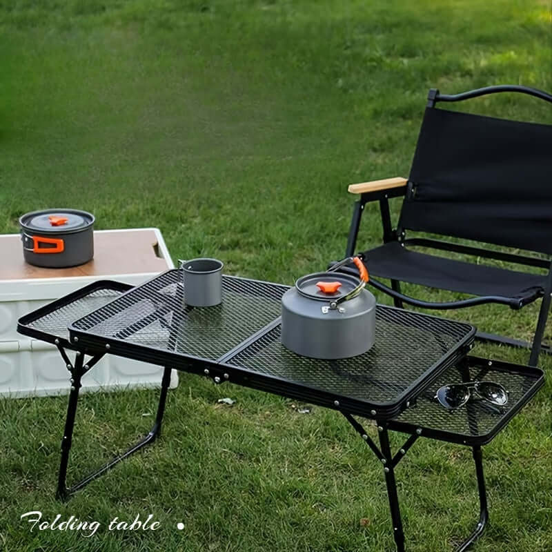 Hopfällbart Campingbord Metall - Portabelt Utebord med Handtag