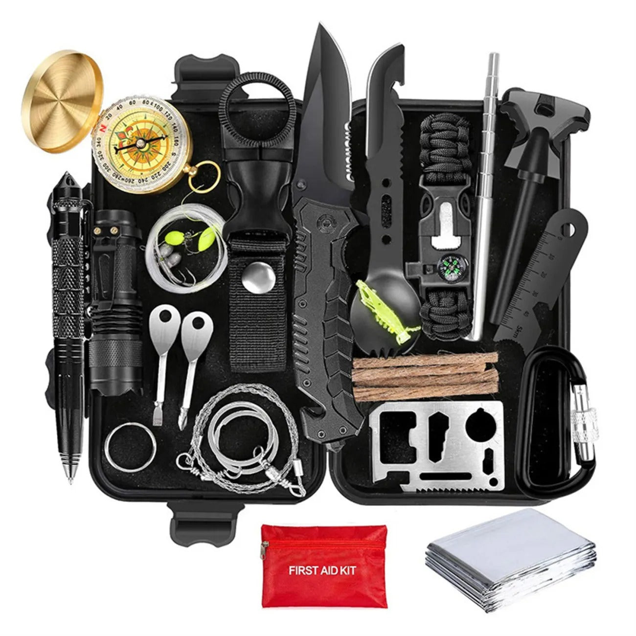 Outdoor Survival Kit Komplett - Vildmarks Överlevnadsutrustning