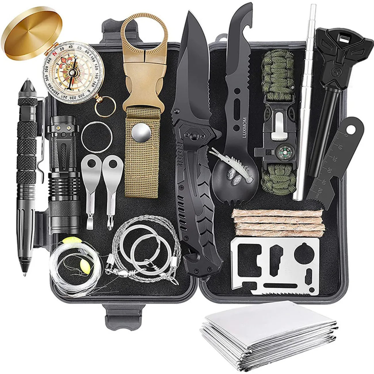 Outdoor Survival Kit Komplett - Vildmarks Överlevnadsutrustning