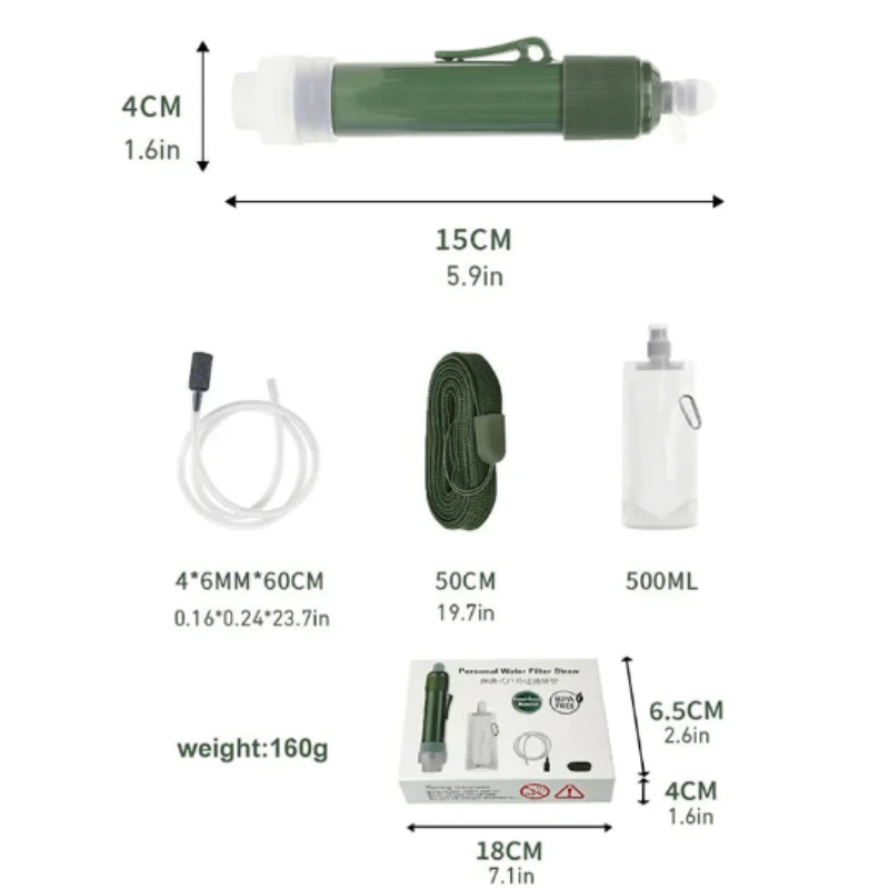 Vattenfilter Mini 4000L - NNEOBA Portabelt Överlevnadsfilter